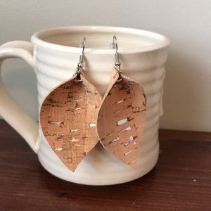 Cork and Silver Petal Earrings